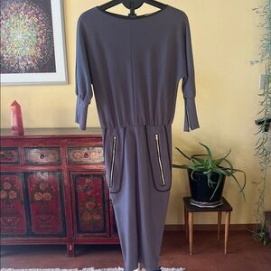 Elegant Long Sleeve Sheath Dress with Zipper Accents